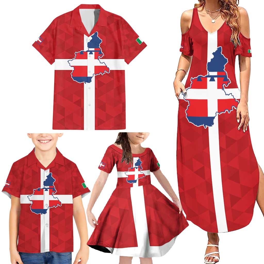 Personalized Italy Piedmont Family Matching Summer Maxi Dress and Hawaiian Shirt Inspiration Flags Style