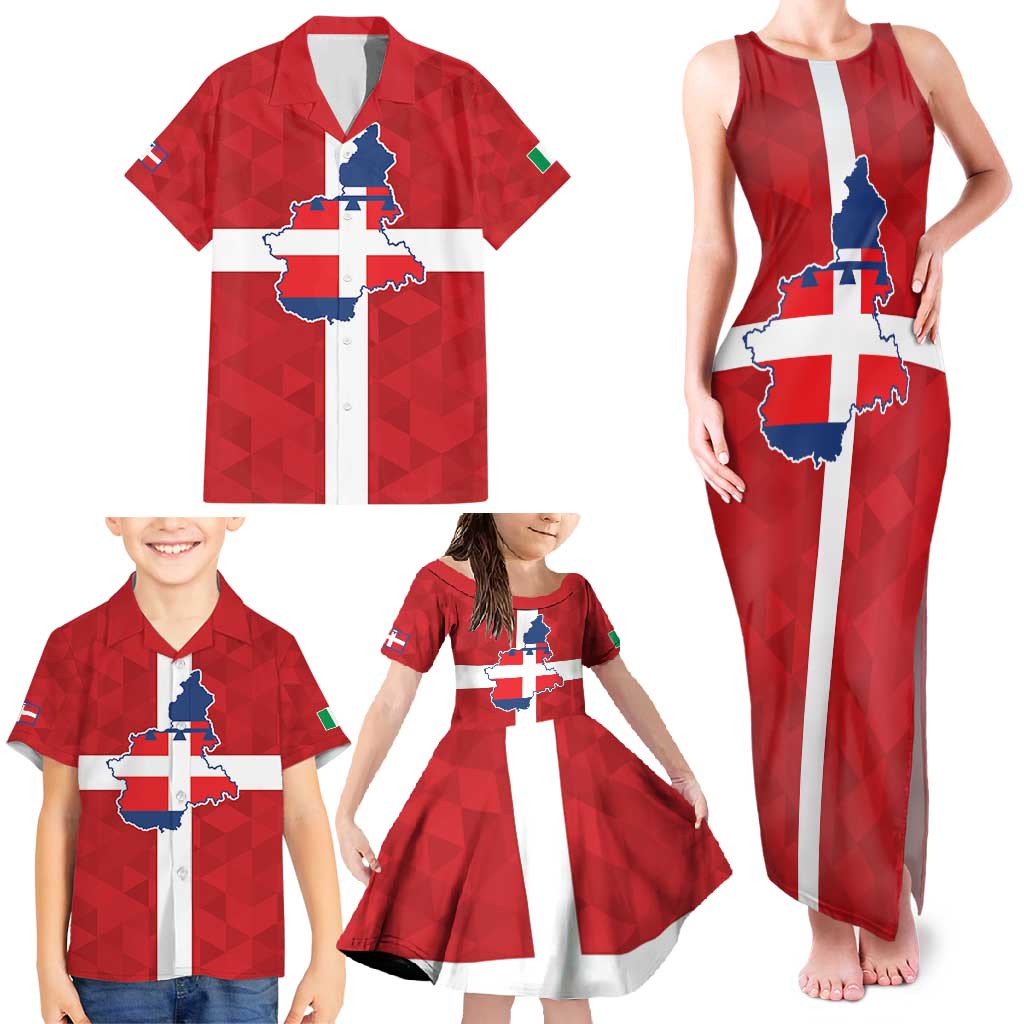 Personalized Italy Piedmont Family Matching Tank Maxi Dress and Hawaiian Shirt Inspiration Flags Style