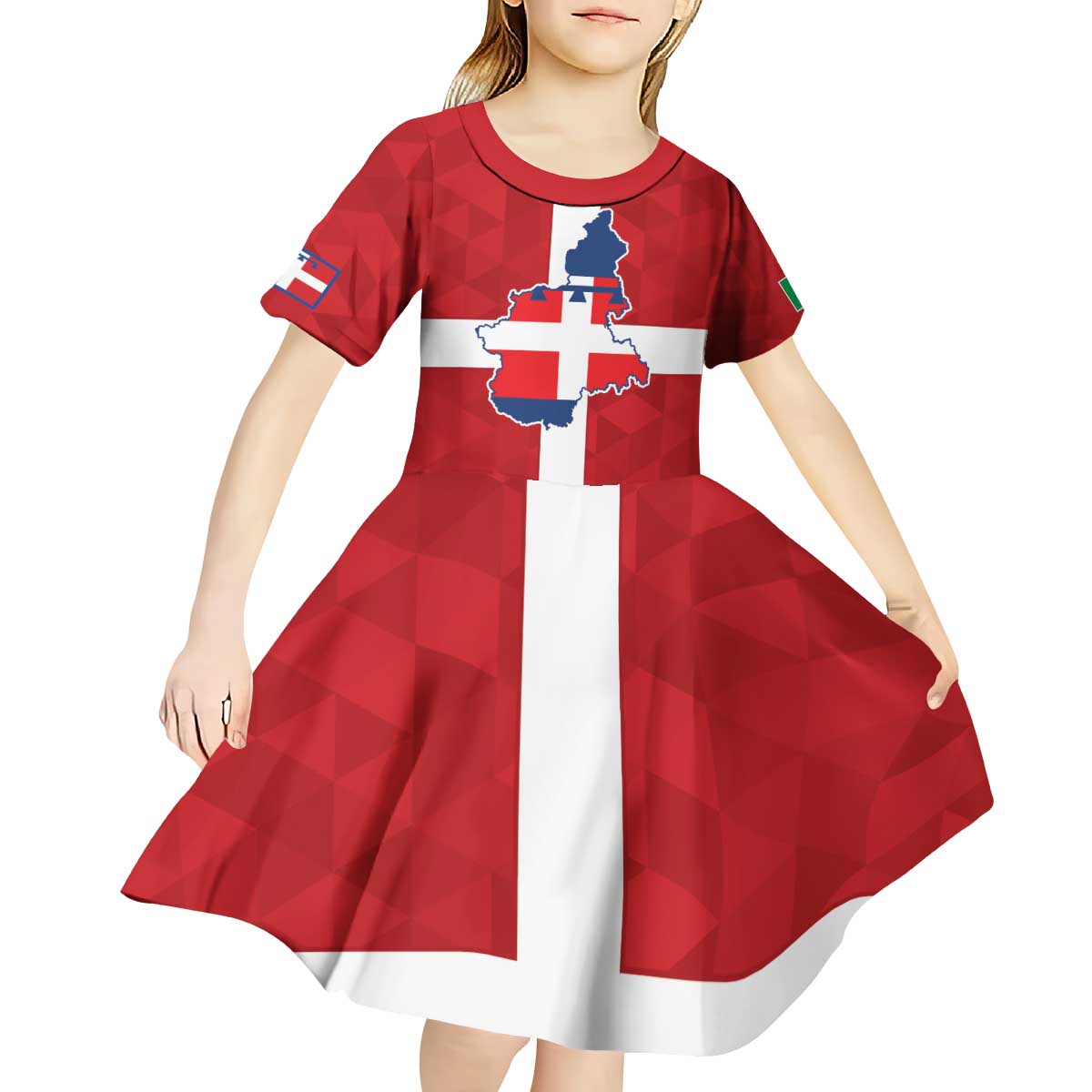 Personalized Italy Piedmont Kid Short Sleeve Dress Inspiration Flags Style