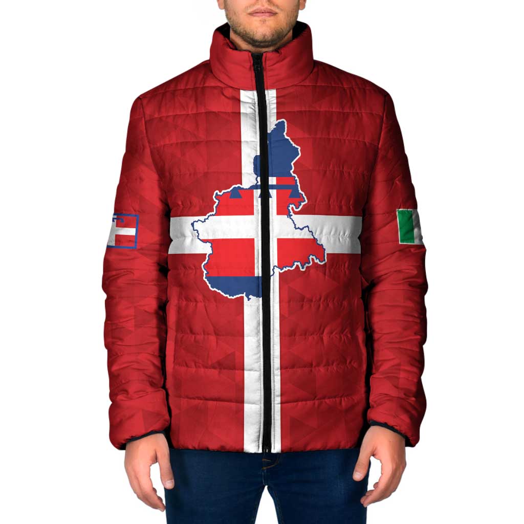 Personalized Italy Piedmont Padded Jacket Inspiration Flags Style - Wonder Print Shop