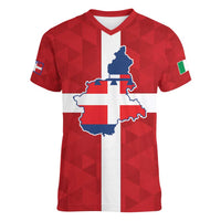 Personalized Italy Piedmont Women V-Neck T-Shirt Inspiration Flags Style
