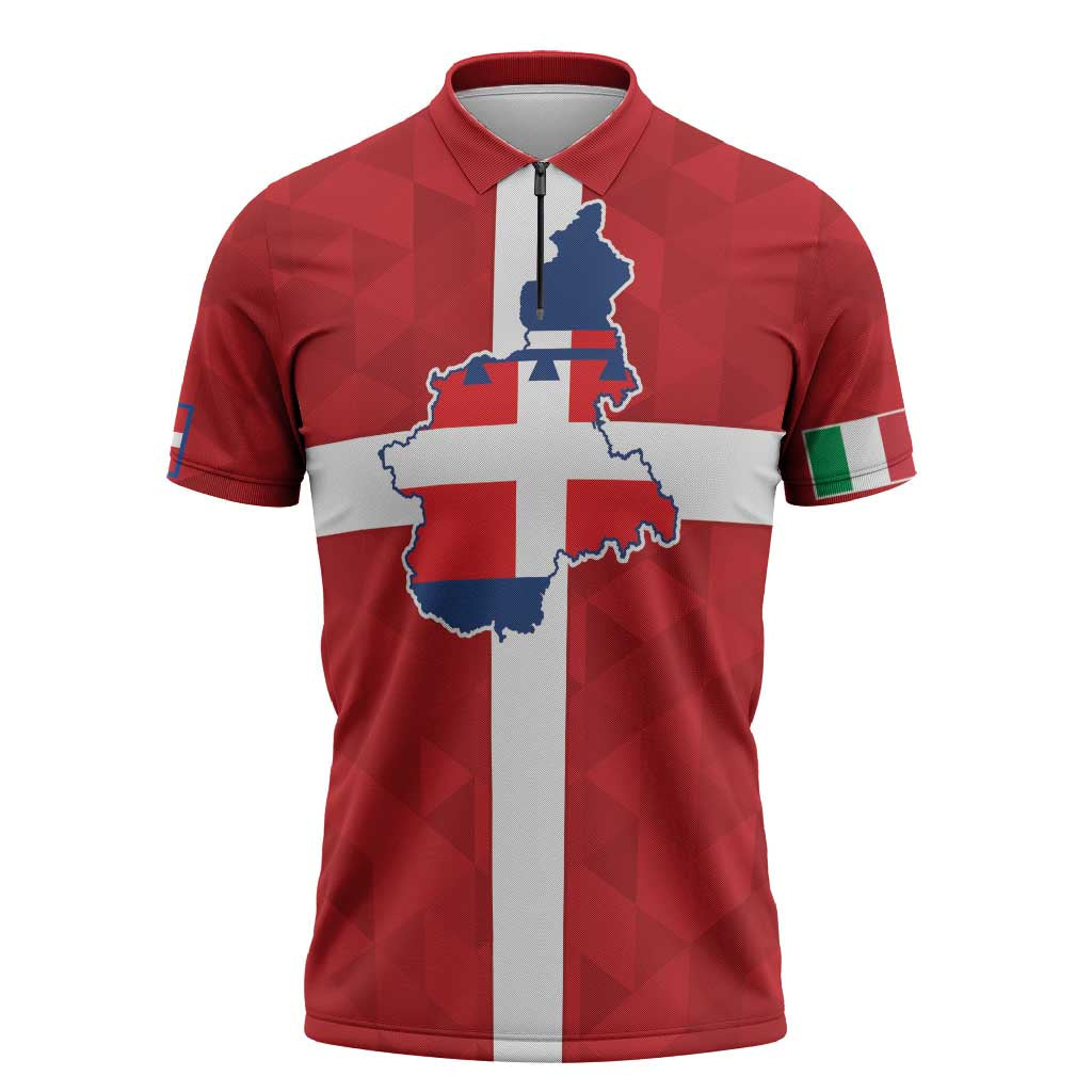 Personalized Italy Piedmont Zipper Polo Shirt Inspiration Flags Style - Wonder Print Shop