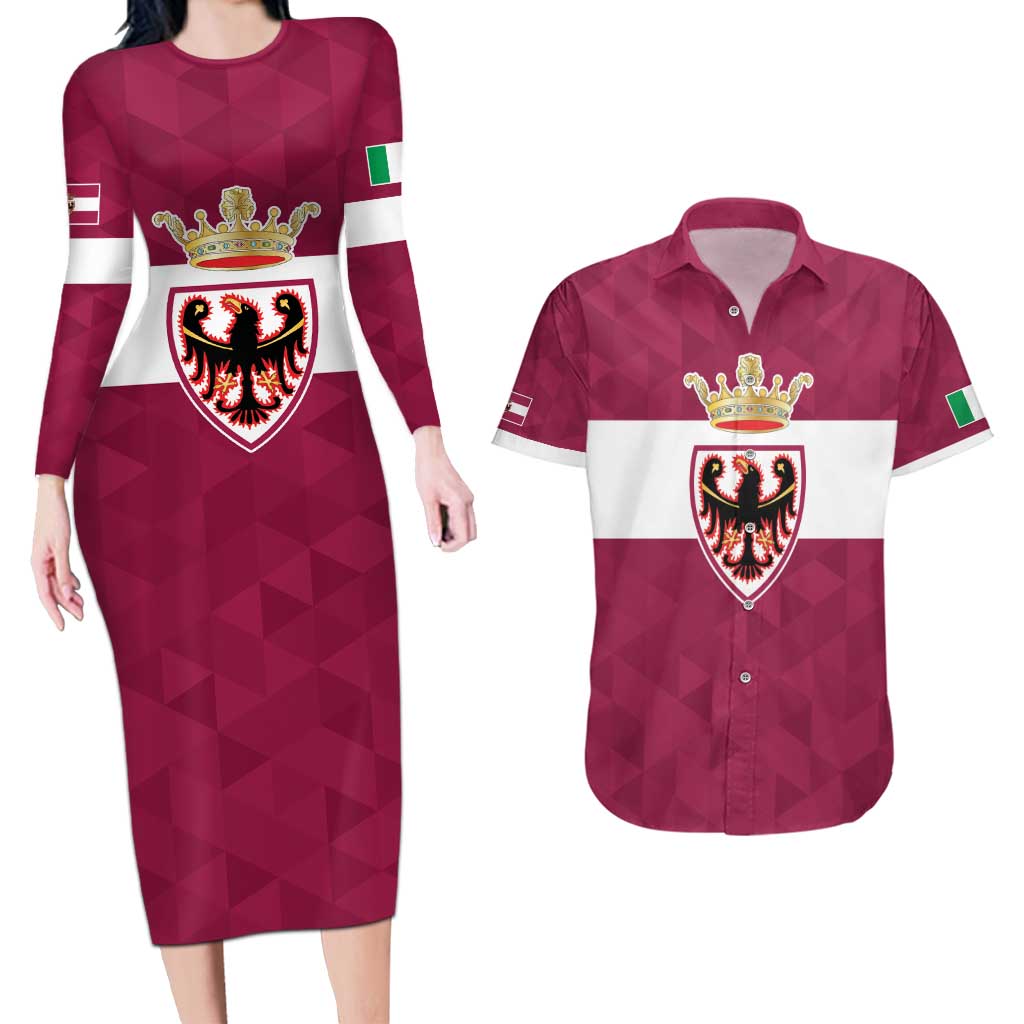 Personalized Italy Provincia Autonoma di Trento Couples Matching Long Sleeve Bodycon Dress and Hawaiian Shirt Inspiration Flags Style