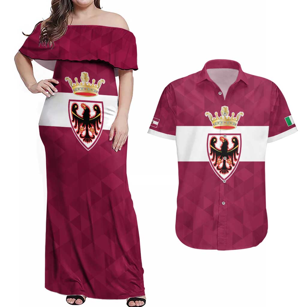 Personalized Italy Provincia Autonoma di Trento Couples Matching Off Shoulder Maxi Dress and Hawaiian Shirt Inspiration Flags Style