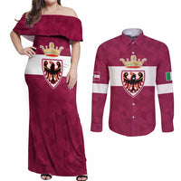 Personalized Italy Provincia Autonoma di Trento Couples Matching Off Shoulder Maxi Dress and Long Sleeve Button Shirt Inspiration Flags Style