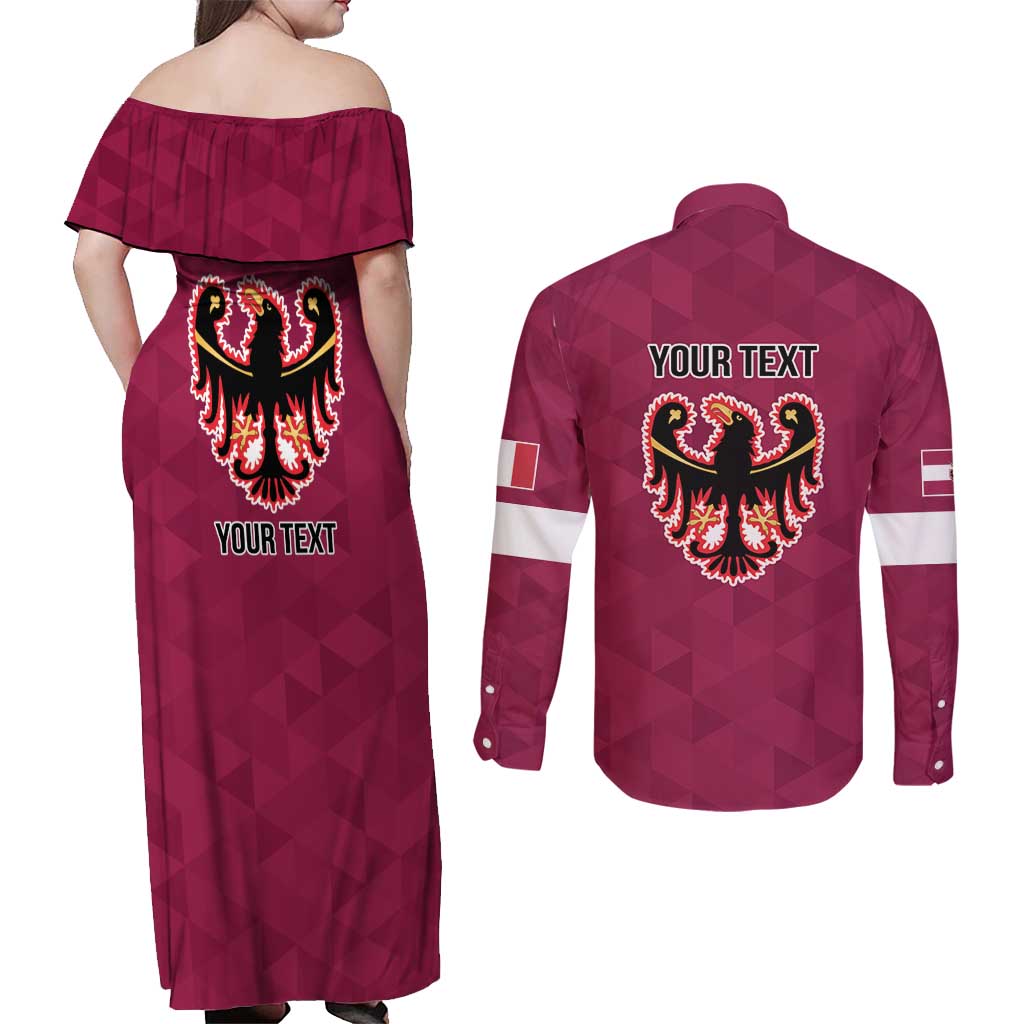 Personalized Italy Provincia Autonoma di Trento Couples Matching Off Shoulder Maxi Dress and Long Sleeve Button Shirt Inspiration Flags Style