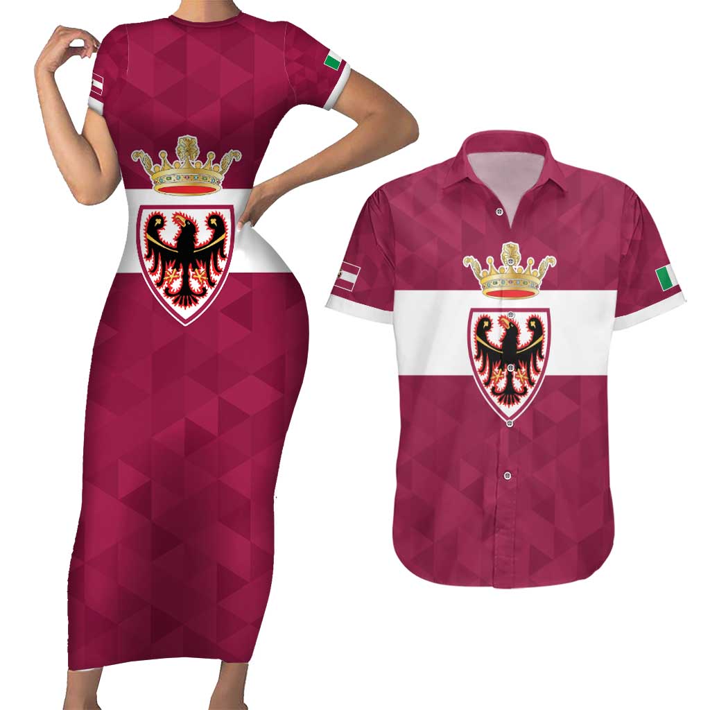Personalized Italy Provincia Autonoma di Trento Couples Matching Short Sleeve Bodycon Dress and Hawaiian Shirt Inspiration Flags Style