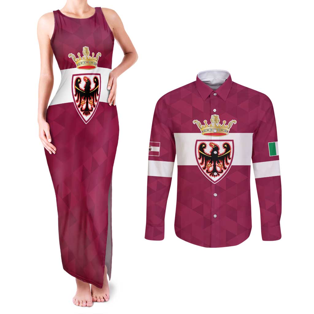 Personalized Italy Provincia Autonoma di Trento Couples Matching Tank Maxi Dress and Long Sleeve Button Shirt Inspiration Flags Style