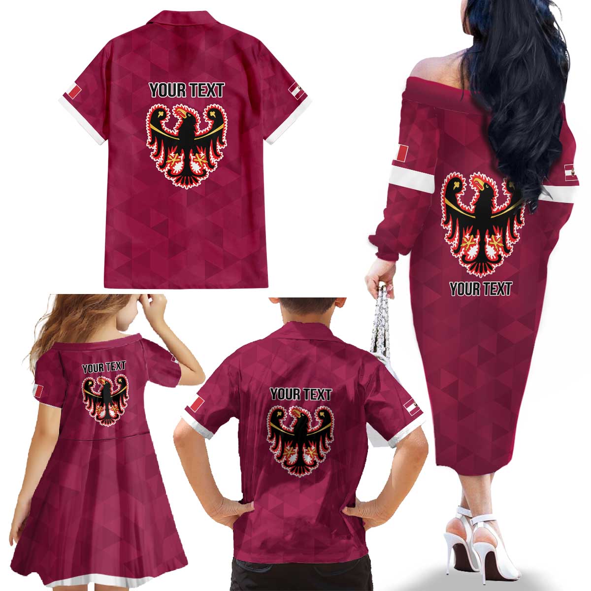 Personalized Italy Provincia Autonoma di Trento Family Matching Off The Shoulder Long Sleeve Dress and Hawaiian Shirt Inspiration Flags Style