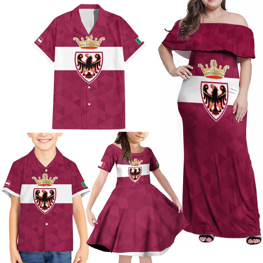 Personalized Italy Provincia Autonoma di Trento Family Matching Off Shoulder Maxi Dress and Hawaiian Shirt Inspiration Flags Style