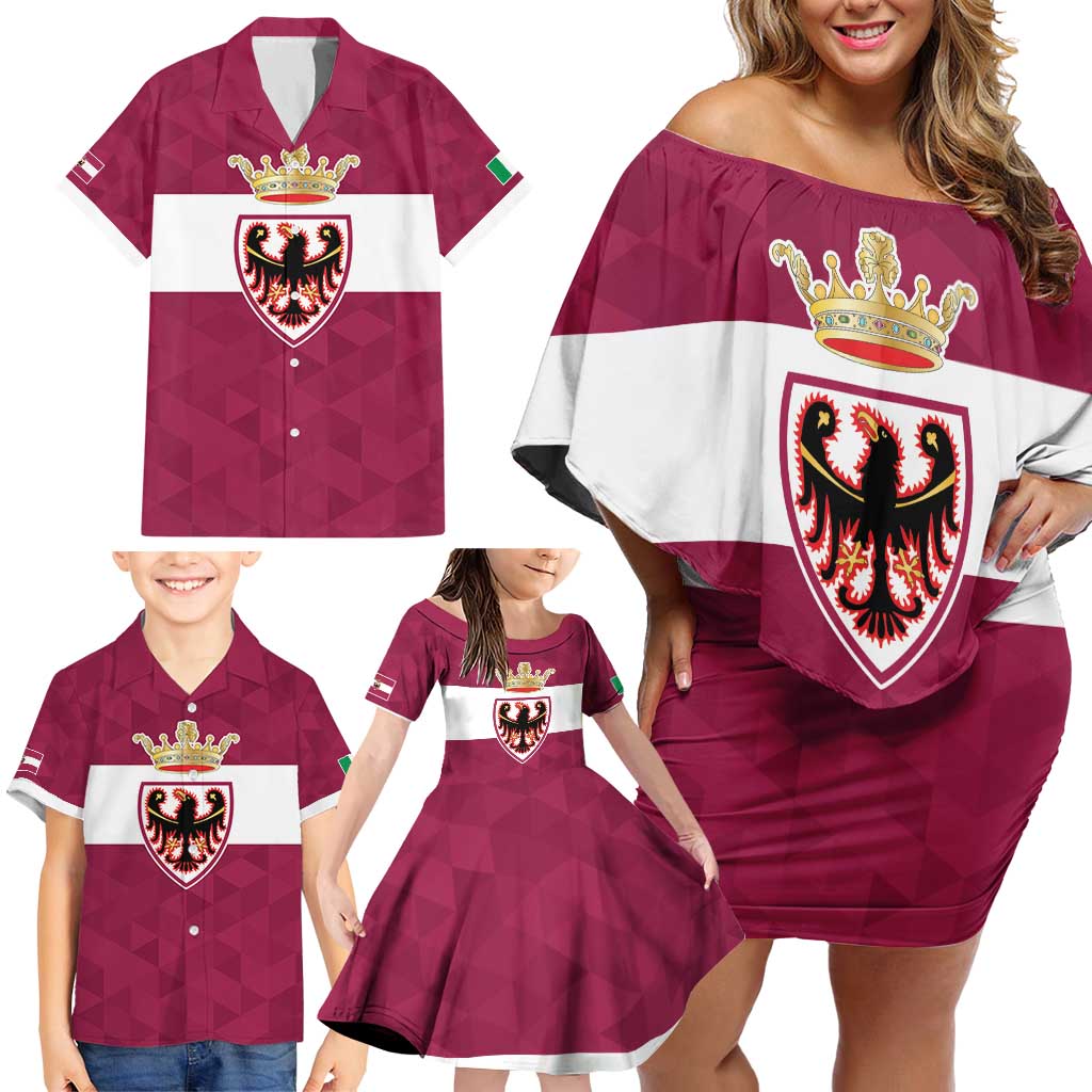Personalized Italy Provincia Autonoma di Trento Family Matching Off Shoulder Short Dress and Hawaiian Shirt Inspiration Flags Style