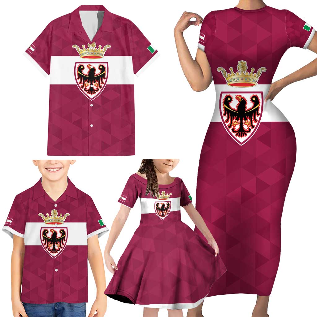 Personalized Italy Provincia Autonoma di Trento Family Matching Short Sleeve Bodycon Dress and Hawaiian Shirt Inspiration Flags Style