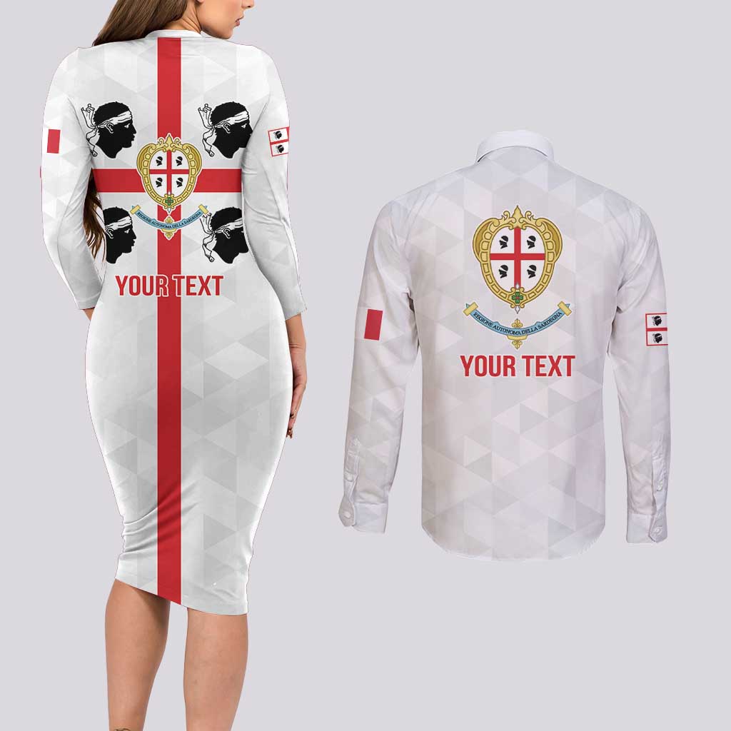 Personalized Italy Sardinia Couples Matching Long Sleeve Bodycon Dress and Long Sleeve Button Shirt Inspiration Flags Style