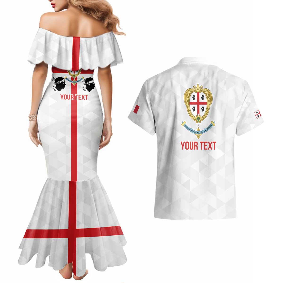 Personalized Italy Sardinia Couples Matching Mermaid Dress and Hawaiian Shirt Inspiration Flags Style