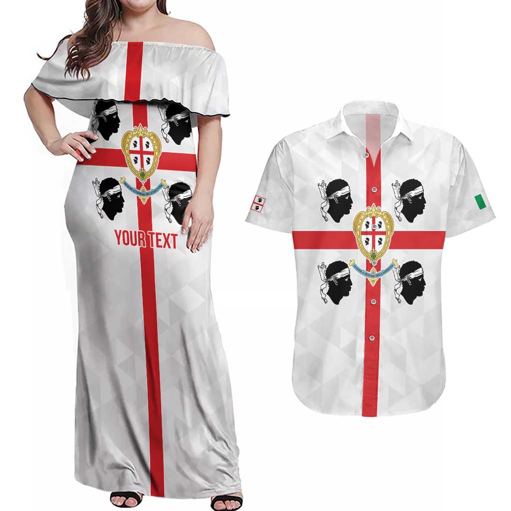 Personalized Italy Sardinia Couples Matching Off Shoulder Maxi Dress and Hawaiian Shirt Inspiration Flags Style