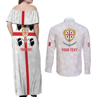 Personalized Italy Sardinia Couples Matching Off Shoulder Maxi Dress and Long Sleeve Button Shirt Inspiration Flags Style