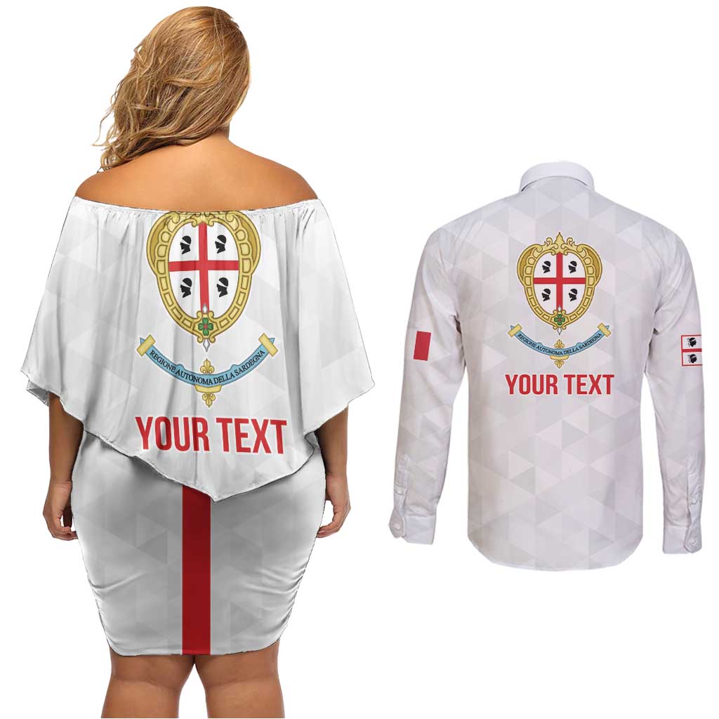 Personalized Italy Sardinia Couples Matching Off Shoulder Short Dress and Long Sleeve Button Shirt Inspiration Flags Style