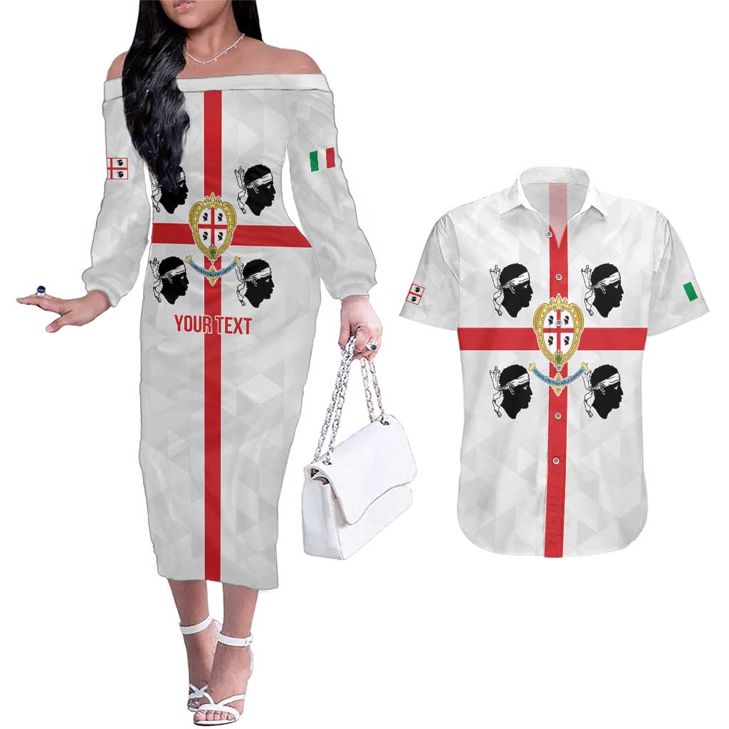 Personalized Italy Sardinia Couples Matching Off The Shoulder Long Sleeve Dress and Hawaiian Shirt Inspiration Flags Style