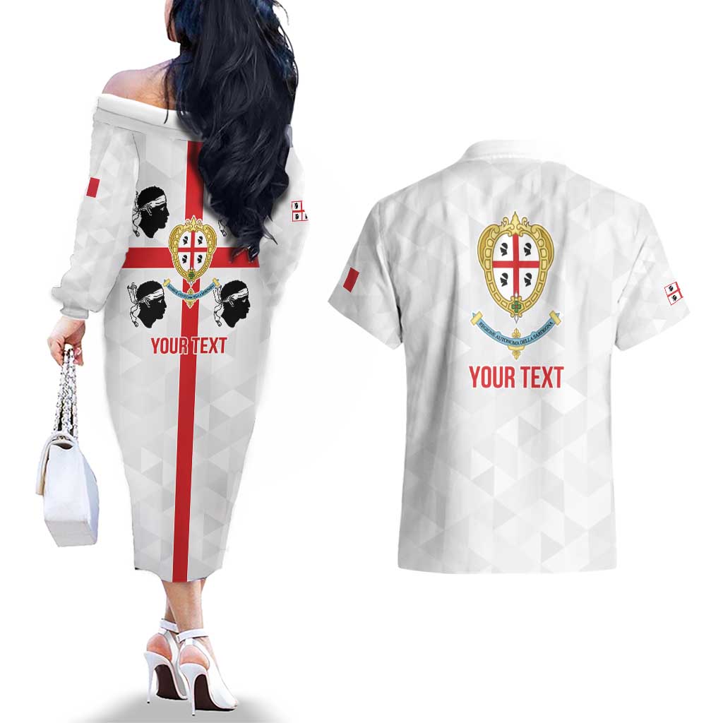 Personalized Italy Sardinia Couples Matching Off The Shoulder Long Sleeve Dress and Hawaiian Shirt Inspiration Flags Style