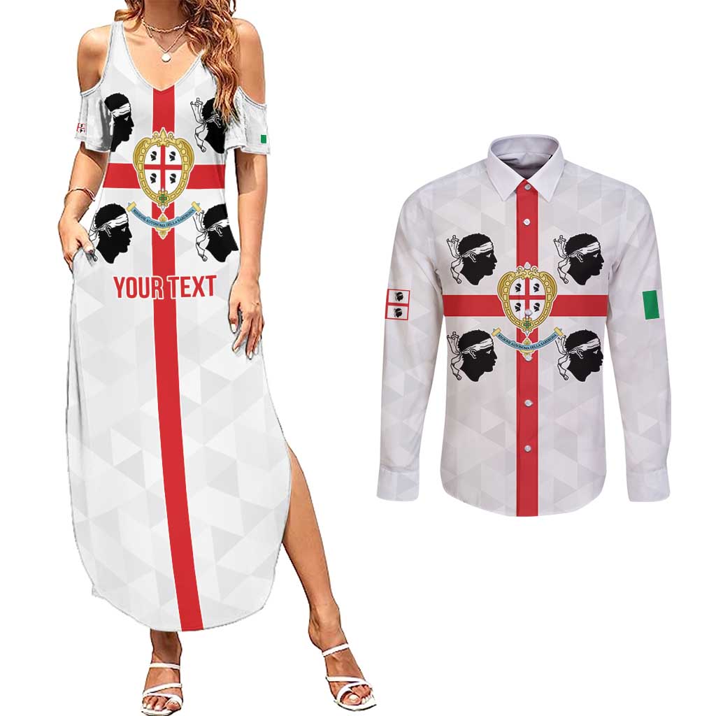 Personalized Italy Sardinia Couples Matching Summer Maxi Dress and Long Sleeve Button Shirt Inspiration Flags Style