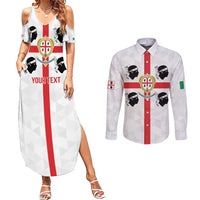 Personalized Italy Sardinia Couples Matching Summer Maxi Dress and Long Sleeve Button Shirt Inspiration Flags Style