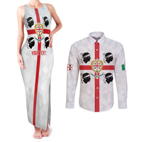 Personalized Italy Sardinia Couples Matching Tank Maxi Dress and Long Sleeve Button Shirt Inspiration Flags Style