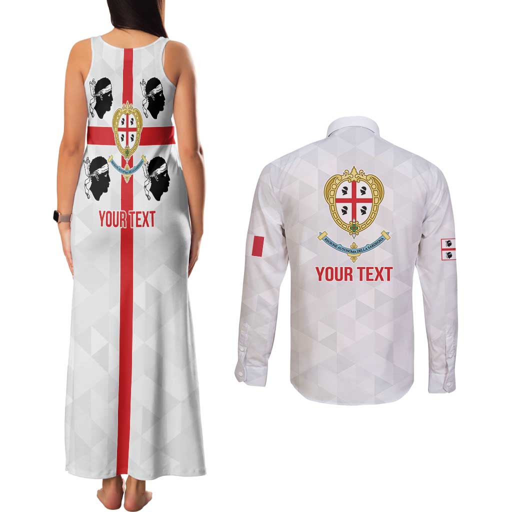 Personalized Italy Sardinia Couples Matching Tank Maxi Dress and Long Sleeve Button Shirt Inspiration Flags Style