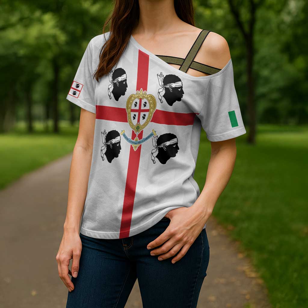 Personalized Italy Sardinia Cross Shoulder Shirt Inspiration Flags Style - Wonder Print Shop