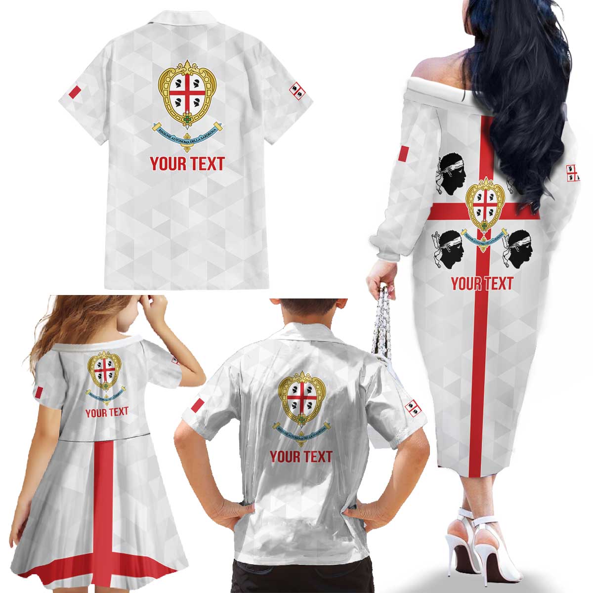 Personalized Italy Sardinia Family Matching Off The Shoulder Long Sleeve Dress and Hawaiian Shirt Inspiration Flags Style