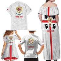 Personalized Italy Sardinia Family Matching Off Shoulder Maxi Dress and Hawaiian Shirt Inspiration Flags Style