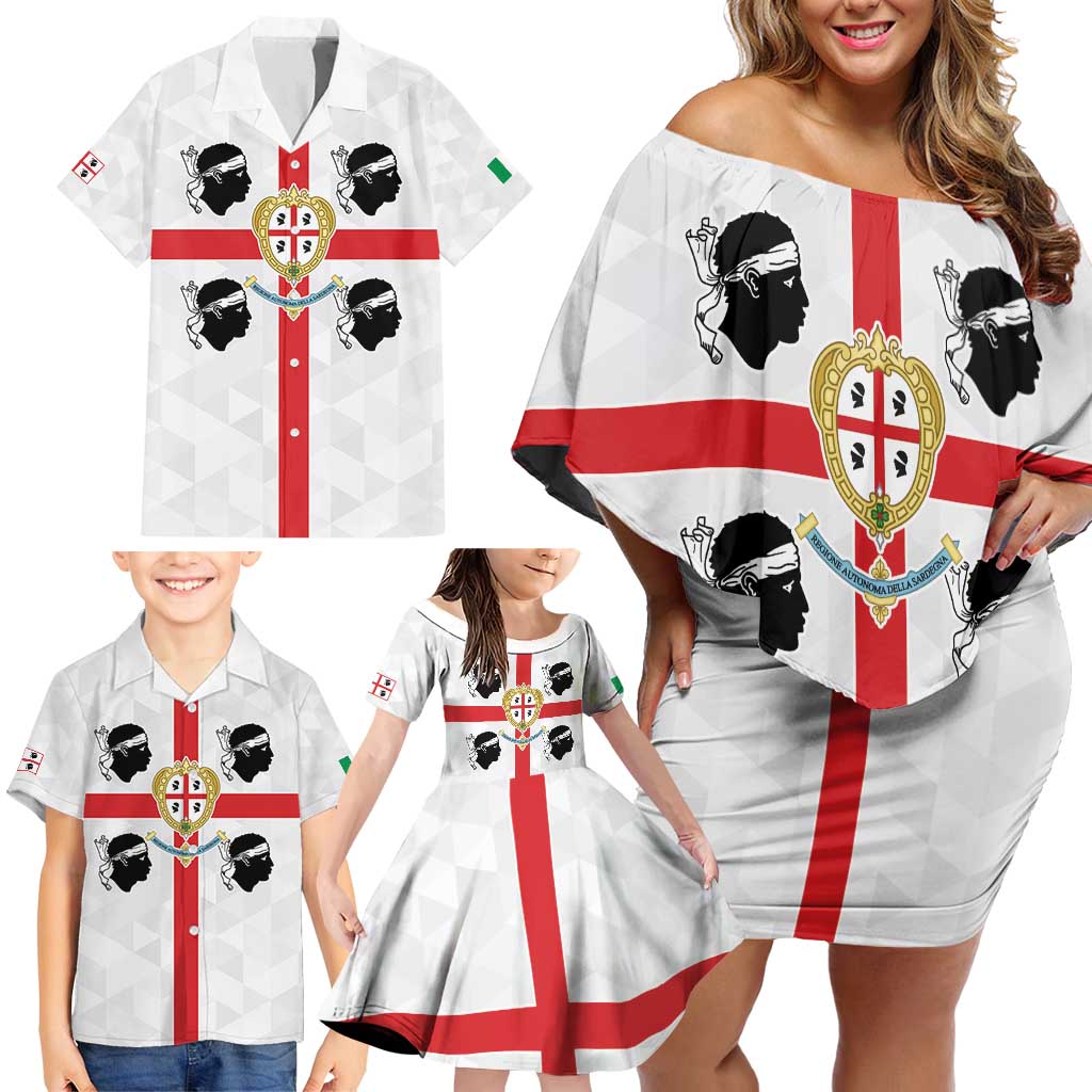 Personalized Italy Sardinia Family Matching Off Shoulder Short Dress and Hawaiian Shirt Inspiration Flags Style