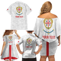 Personalized Italy Sardinia Family Matching Off Shoulder Short Dress and Hawaiian Shirt Inspiration Flags Style