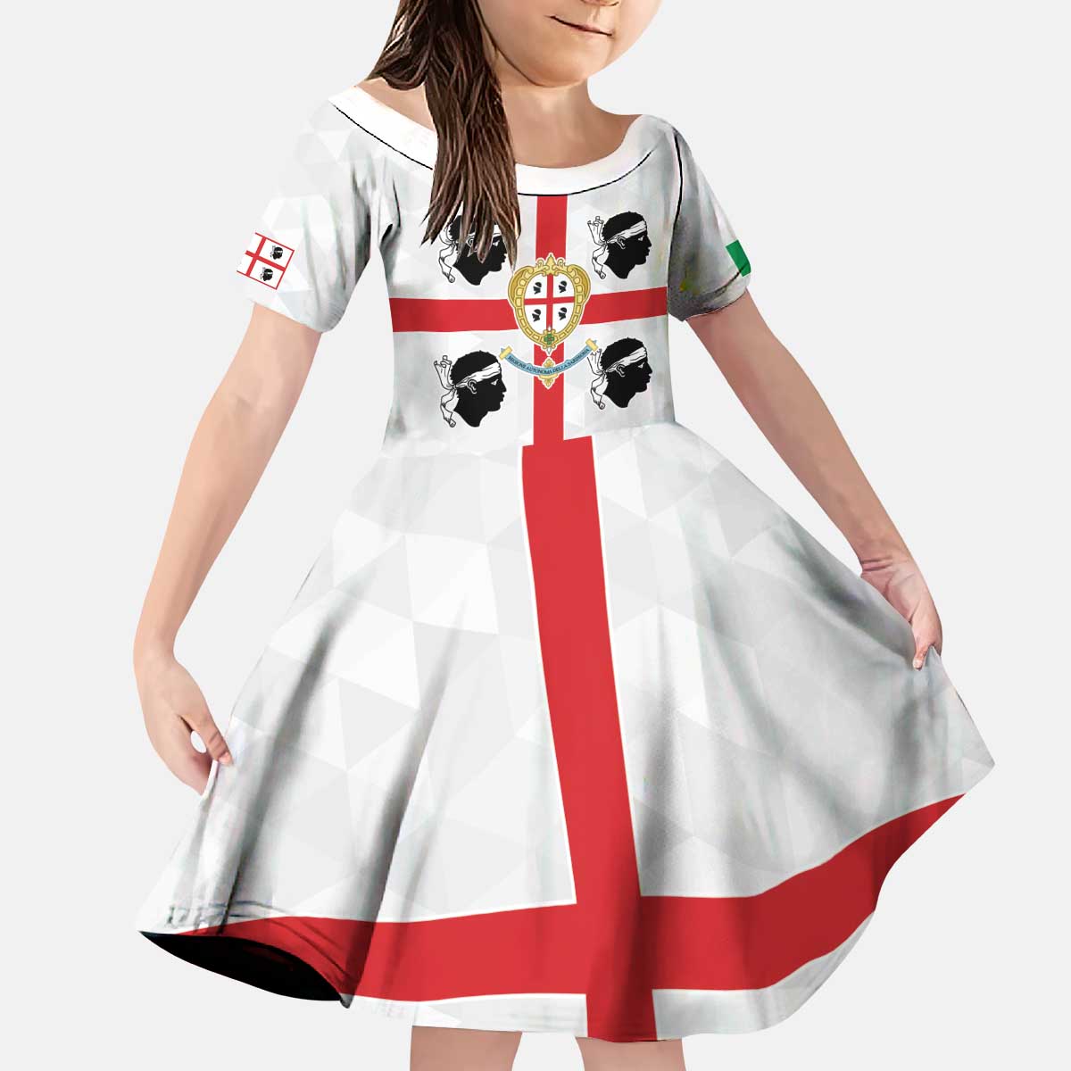 Personalized Italy Sardinia Kid Short Sleeve Dress Inspiration Flags Style