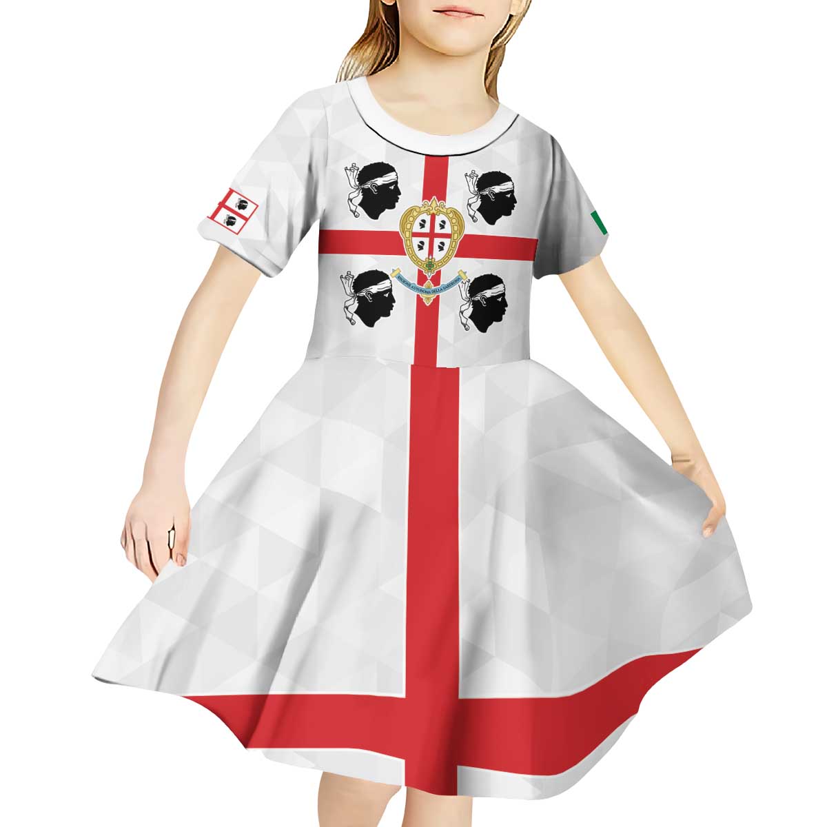 Personalized Italy Sardinia Kid Short Sleeve Dress Inspiration Flags Style