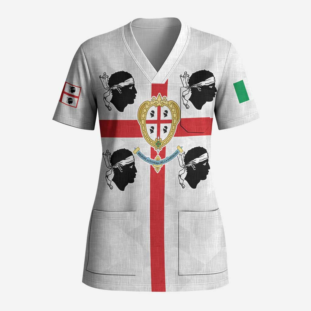 Personalized Italy Sardinia Scrub Top Inspiration Flags Style - Wonder Print Shop