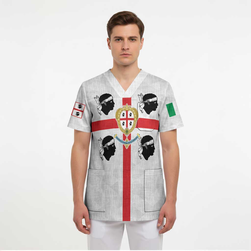 Personalized Italy Sardinia Scrub Top Inspiration Flags Style - Wonder Print Shop