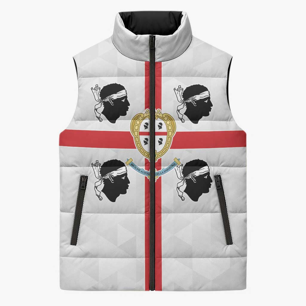 Personalized Italy Sardinia Sleeveless Puffer Jacket Inspiration Flags Style - Wonder Print Shop