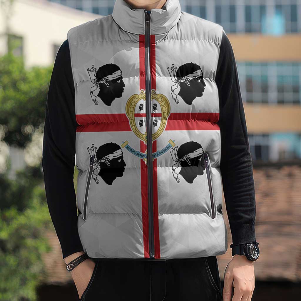 Personalized Italy Sardinia Sleeveless Puffer Jacket Inspiration Flags Style - Wonder Print Shop