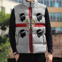 Personalized Italy Sardinia Sleeveless Puffer Jacket Inspiration Flags Style - Wonder Print Shop