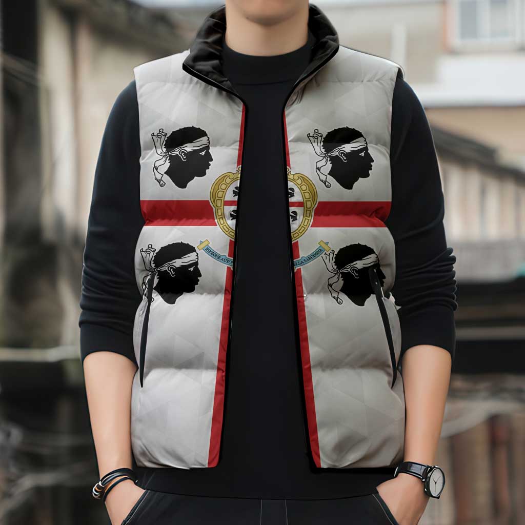 Personalized Italy Sardinia Sleeveless Puffer Jacket Inspiration Flags Style - Wonder Print Shop