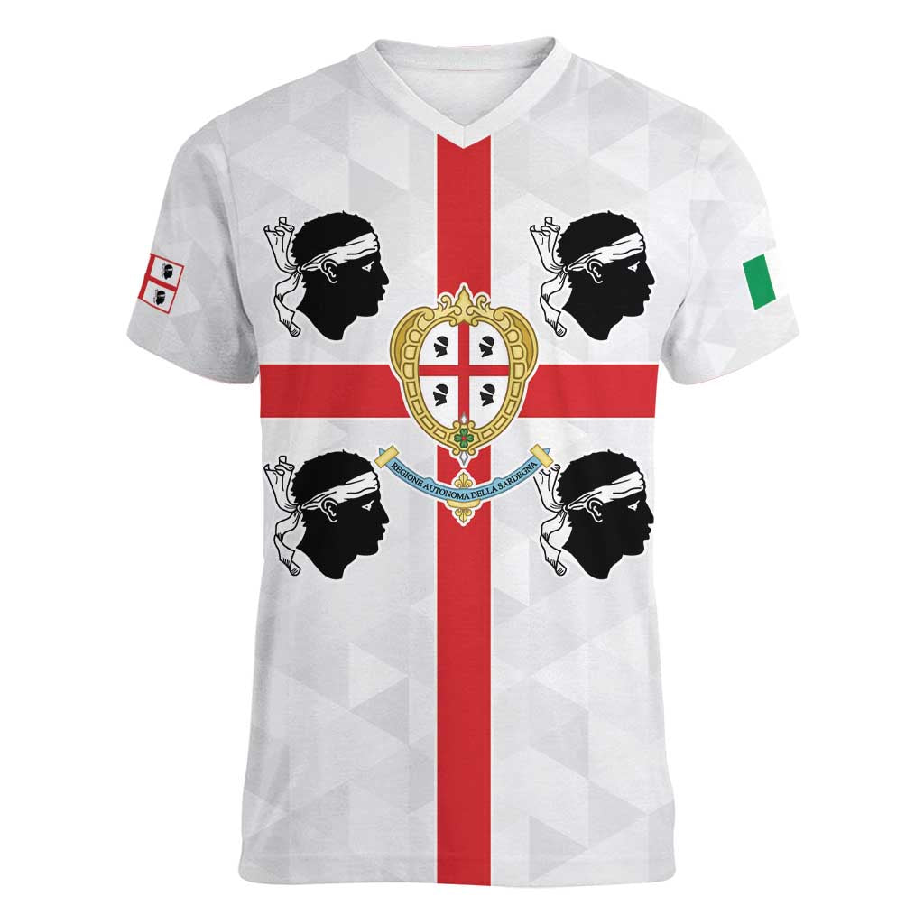 Personalized Italy Sardinia Women V-Neck T-Shirt Inspiration Flags Style