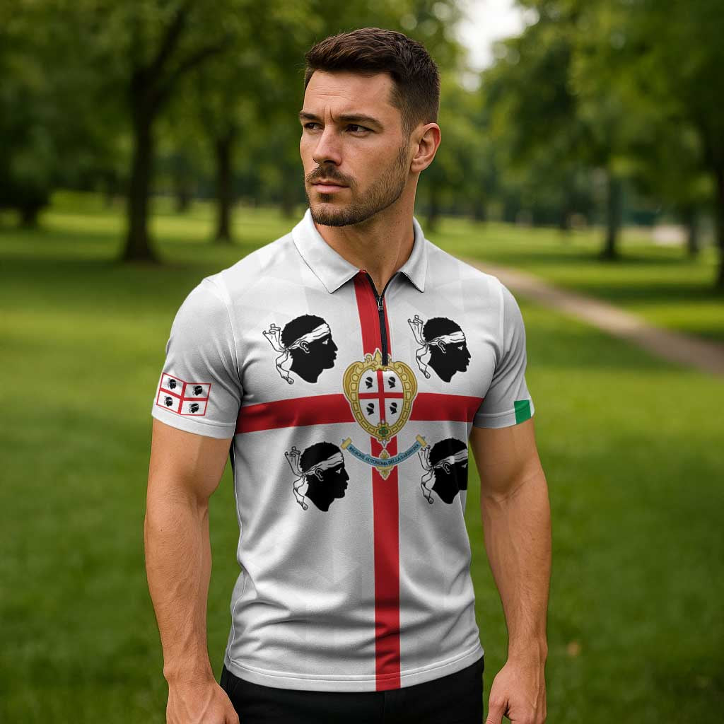 Personalized Italy Sardinia Zipper Polo Shirt Inspiration Flags Style - Wonder Print Shop