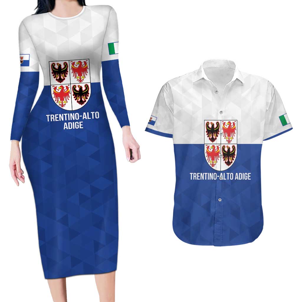 Personalized Italy Trentino-Alto Adige Couples Matching Long Sleeve Bodycon Dress and Hawaiian Shirt Inspiration Flags Style