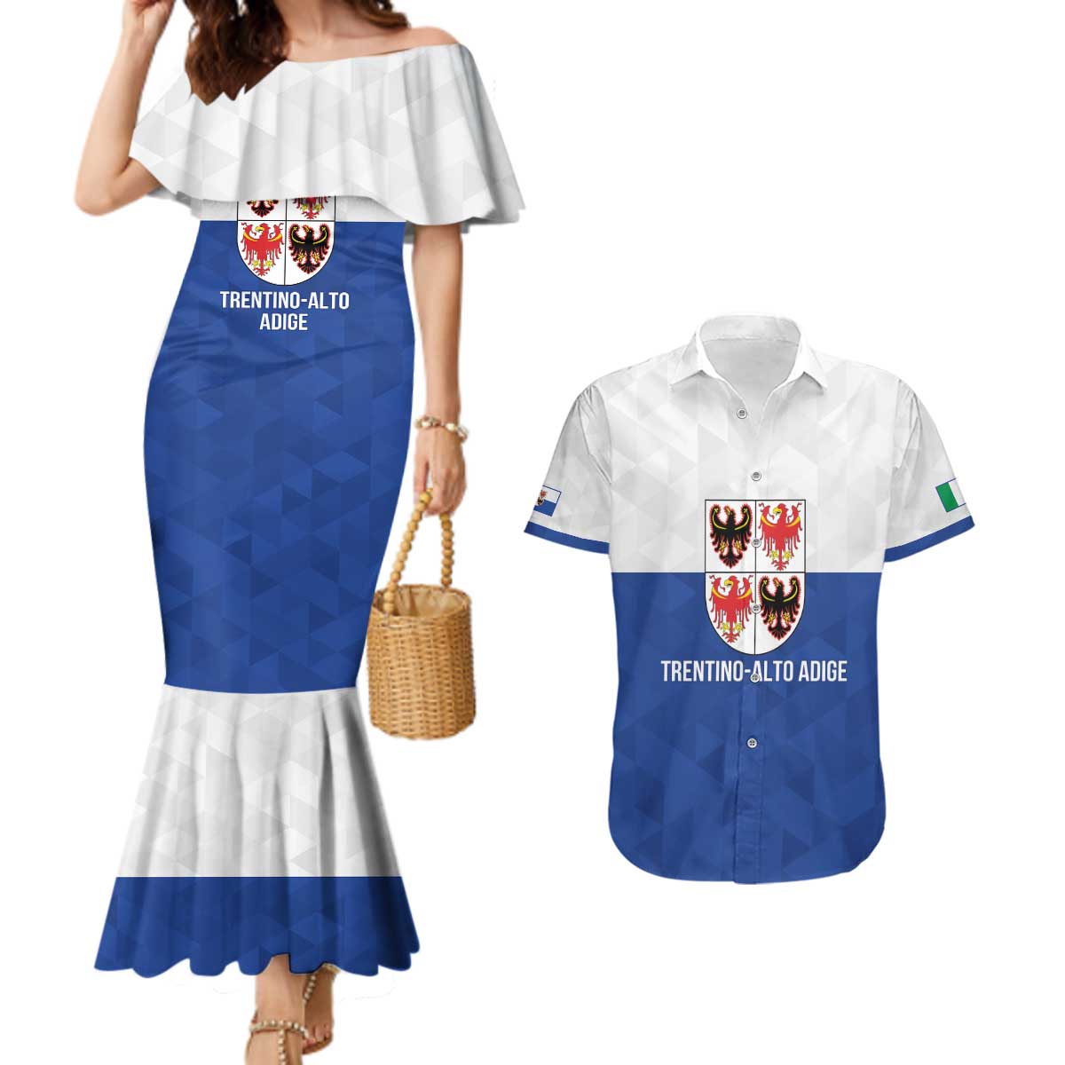 Personalized Italy Trentino-Alto Adige Couples Matching Mermaid Dress and Hawaiian Shirt Inspiration Flags Style