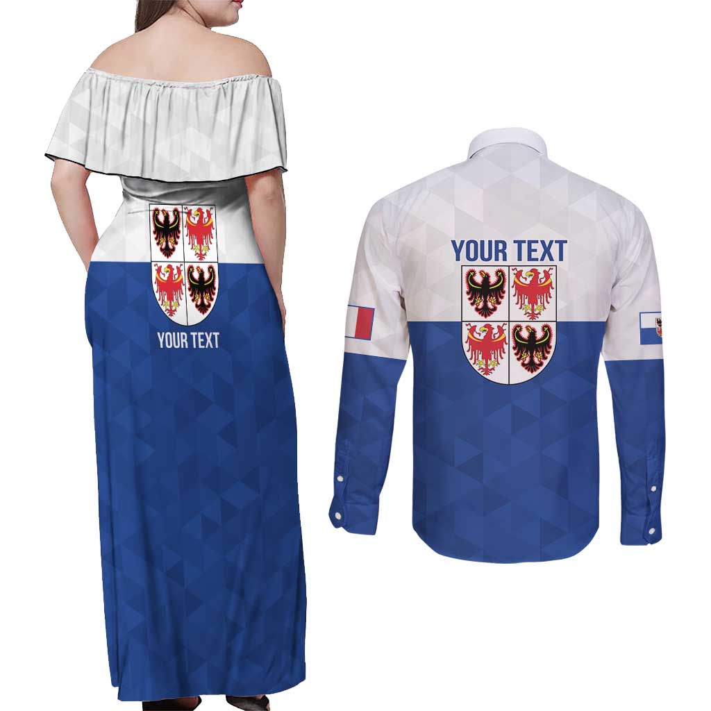 Personalized Italy Trentino-Alto Adige Couples Matching Off Shoulder Maxi Dress and Long Sleeve Button Shirt Inspiration Flags Style