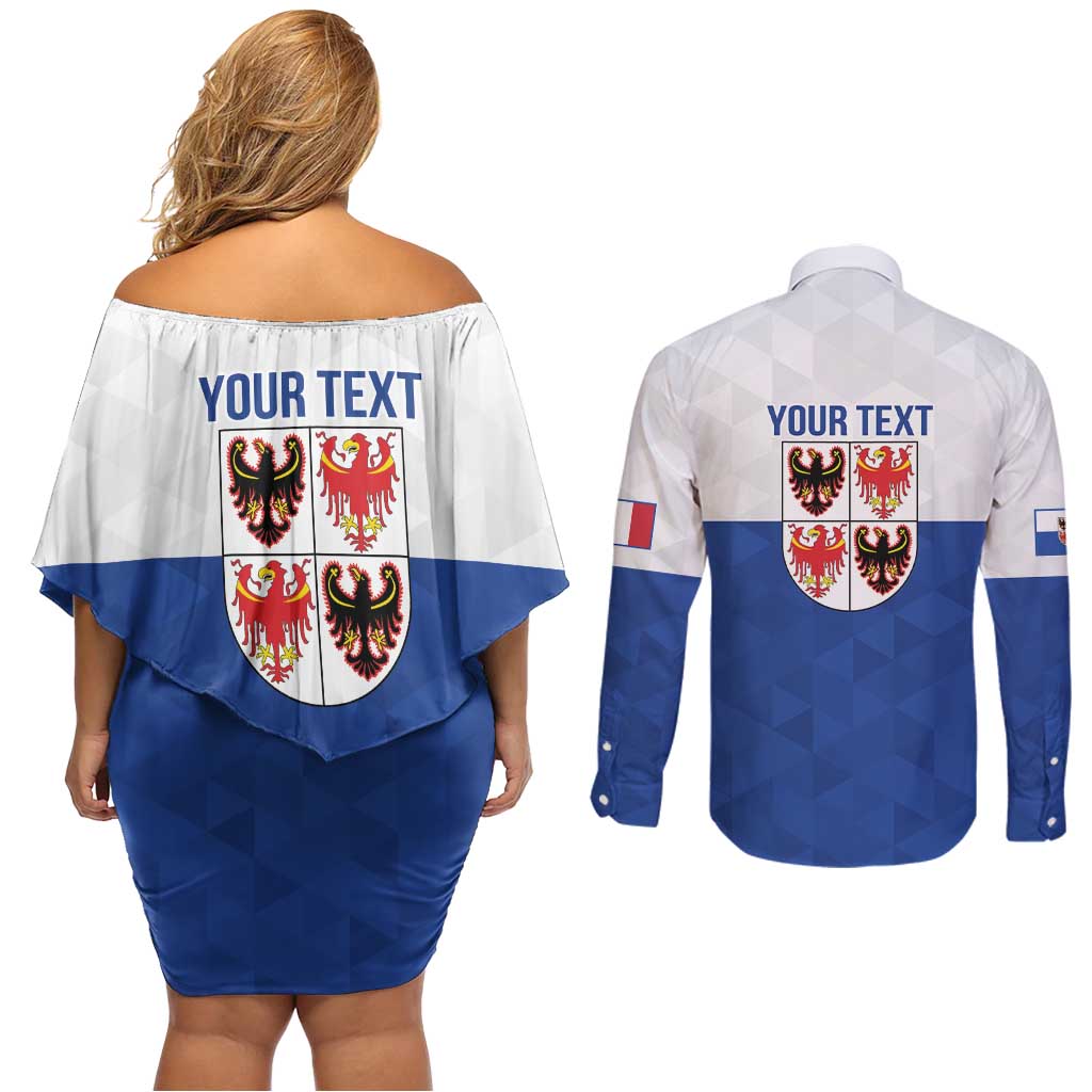 Personalized Italy Trentino-Alto Adige Couples Matching Off Shoulder Short Dress and Long Sleeve Button Shirt Inspiration Flags Style