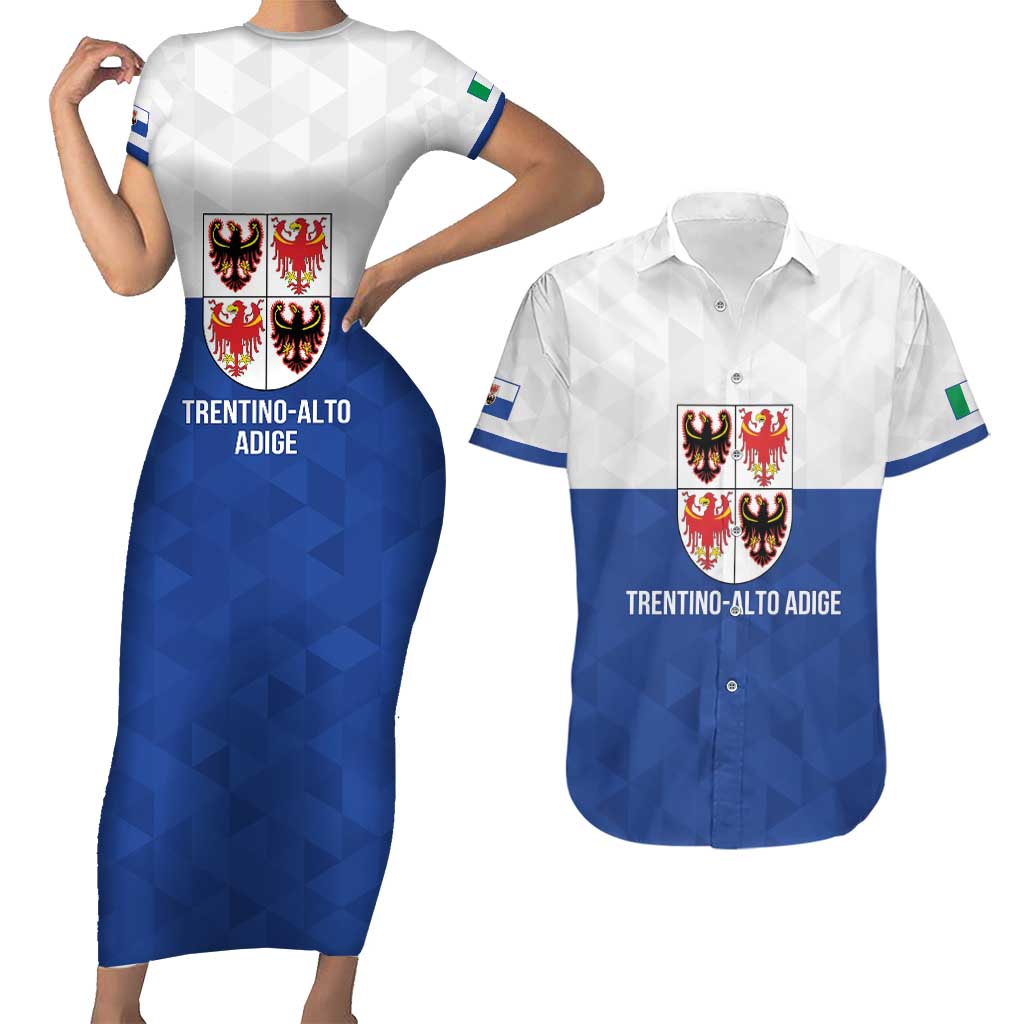 Personalized Italy Trentino-Alto Adige Couples Matching Short Sleeve Bodycon Dress and Hawaiian Shirt Inspiration Flags Style