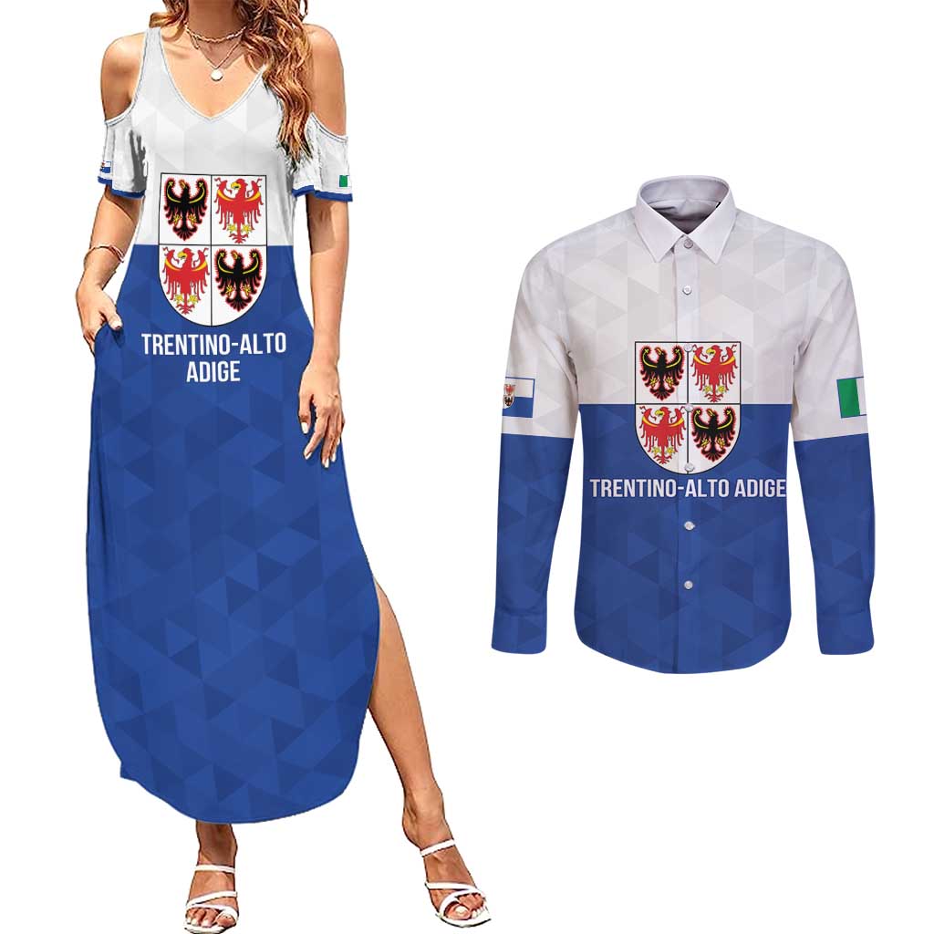 Personalized Italy Trentino-Alto Adige Couples Matching Summer Maxi Dress and Long Sleeve Button Shirt Inspiration Flags Style