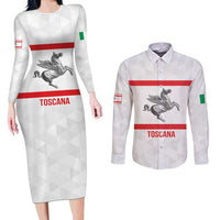 Personalized Italy Tuscany Pegasus Rampant Couples Matching Long Sleeve Bodycon Dress and Long Sleeve Button Shirt Inspiration Flags Style