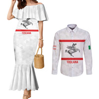 Personalized Italy Tuscany Pegasus Rampant Couples Matching Mermaid Dress and Long Sleeve Button Shirt Inspiration Flags Style